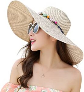 Lanzom Womens Wide Brim Straw Hat