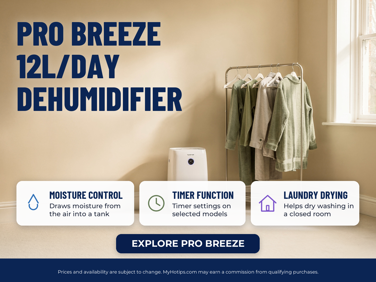 Pro Breeze 12L/Day Dehumidifier