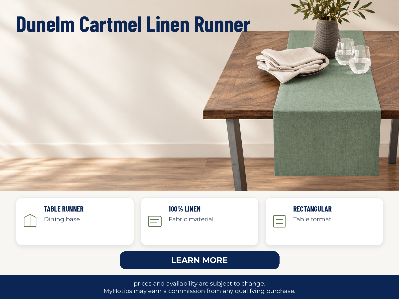 Dunelm Cartmel Linen Runner