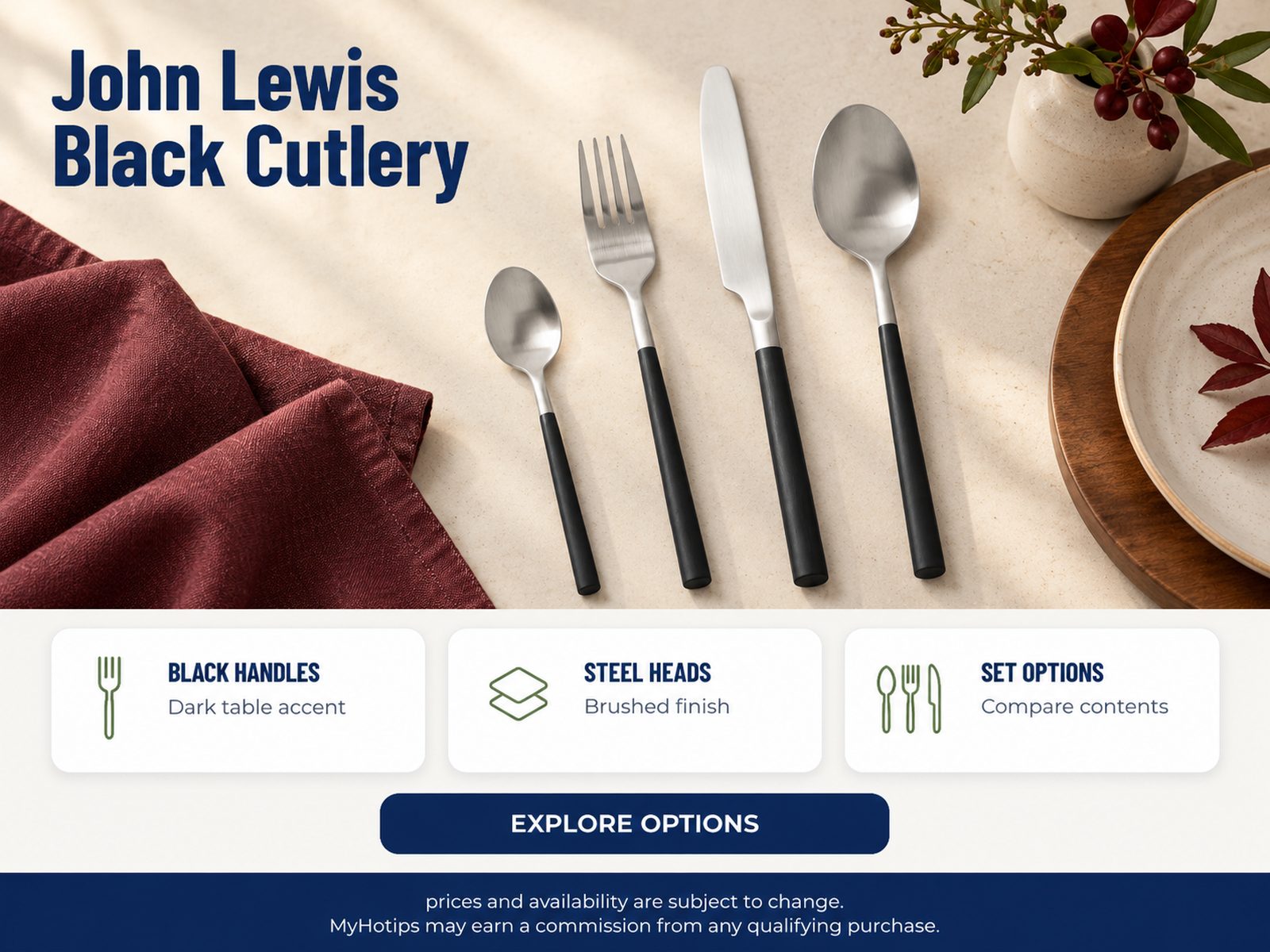 John Lewis Black Cutlery
