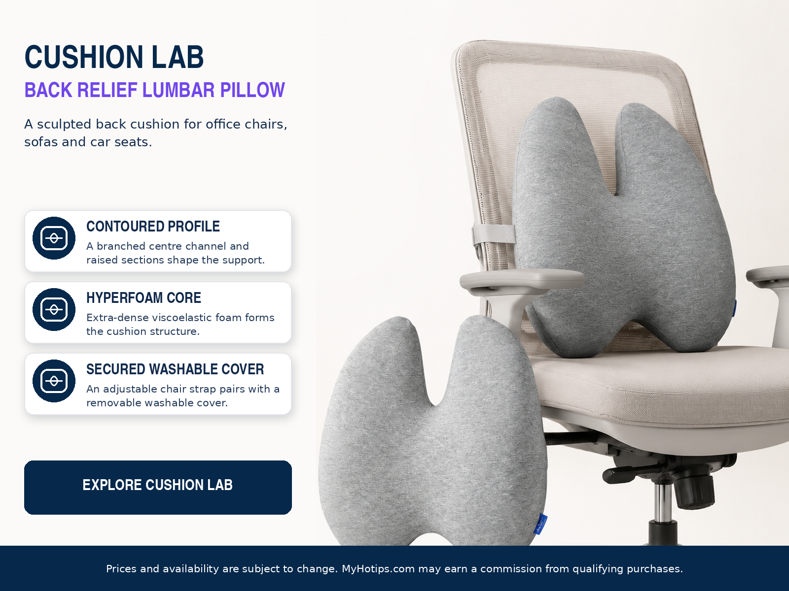 Sculpted Back Support For Desk Chairs