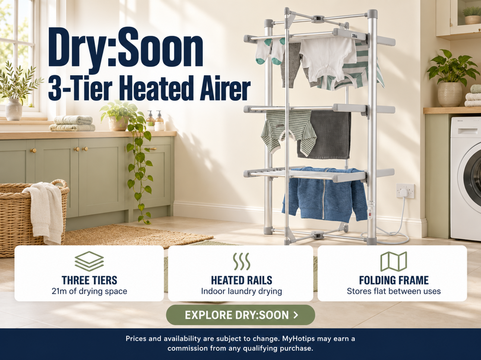Dry:Soon 3-Tier Heated Clothes Airer