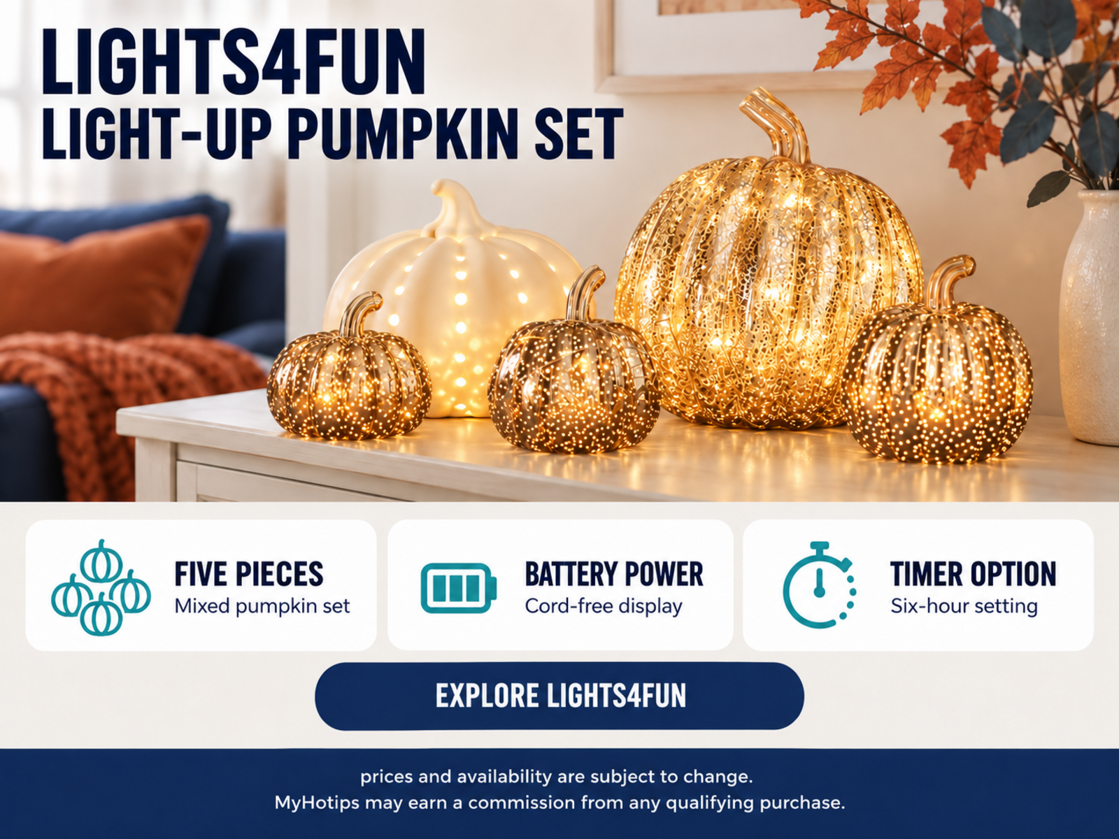 Battery-Powered Autumn Pumpkin Lights