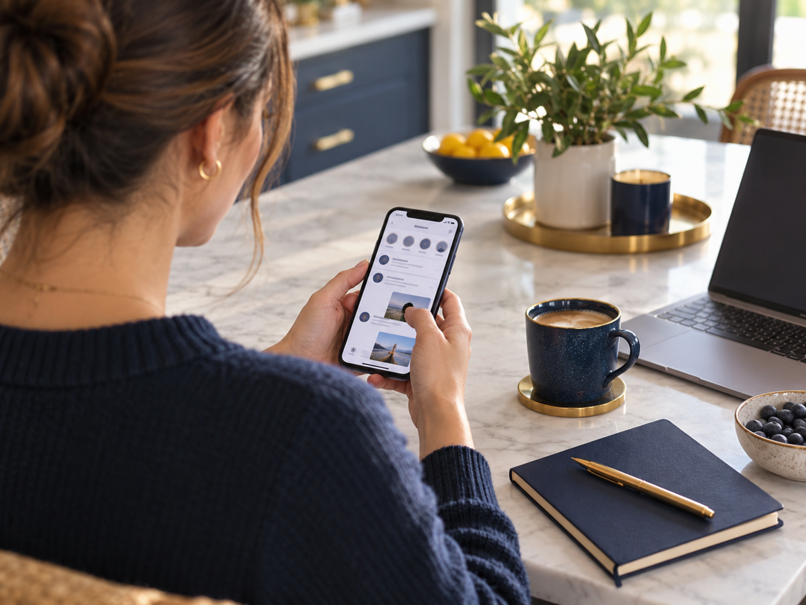 Phone user organising a calm everyday messaging workflow