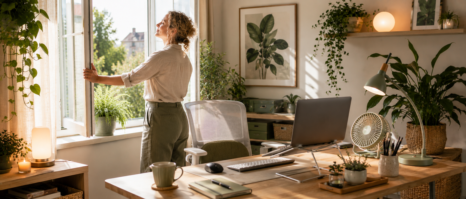 Plants Air Quality And Calm Home Office Design